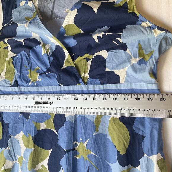 Croft & Barrow Women Midi Dress 1X Blue Floral Fit Flare Sleeveless V-neck - Picture 6 of 11
